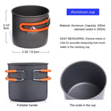 Widesea Camping Cookware Set Portable Pot Stove Knife Fork Cup