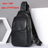 WESTAL 100% Cowhide Genuine Leather Sling Bag Men Messenger Bags for Men Black Chest Bags for Phone Casual Sport Shoulder Bag