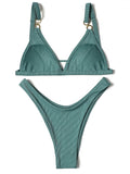 ZTVitality Sexy Solid Push Up Bikini 2025 New Arrival Padded Bra High Leg Swimsuit Ring Bandage Swimwear Women Brazilian Biquini