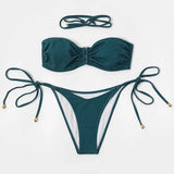 ZTVitality Solid Plaid Sexy Bikini 2026 Hot Sale Padded Bra Removable Straps Bandage Swimsuit Beach Wear Swimwear Women Biquini