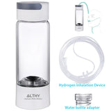 ALTHY Hydrogen Rich Water Generator Bottle - Glass Cupbody - DuPont SPE & PEM Dual Chamber Maker Ionizer - H2 Inhalation Device