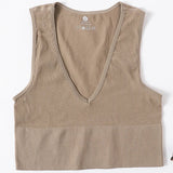 Deep V-Neck Crop Top 18 Colors Slim Fit Tank Stretchy Sleeveless Crop Vest Casual Ribbed Knit Top Low Cut Summer Camisole M-XL