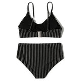 ZTVitality Shiny Striped Sexy Bikini 2022 New Arrival Straps Padded Bra High Waist Swimsuit Female Swimwear Women Beach Wear S-L