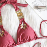 Sexy Halter Crystal Diamond Bikini 2025 Female Swimsuit Women Brazilian Swimwear Two piece Bikini set Triangle Bathing Suit Swim