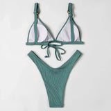 ZTVitality Sexy Solid Push Up Bikini 2025 New Arrival Padded Bra High Leg Swimsuit Ring Bandage Swimwear Women Brazilian Biquini