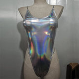 2025 Sexy Sparkling Shiny Women Swimwear One Piece Swimsuit Female High Cut Monokini Backless Bather Bathing Suit Swim Bodysuit