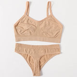 Women Buttery Soft Bra And Panties Set Push-Up Unlined Brassiere Breathable Ribbed Underwear Stretchy Crop Top Sexy Lingerie Set