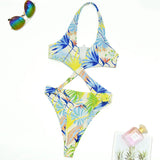 2025 Sexy High Cut Out Halter Female Swimwear One Piece Swimsuit Women Cross Bandage Monokini Bather Bathing Suit Swim Bodysuit