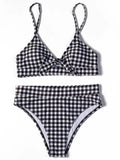 ZTVitality Bow Plaid Bikinis Push Up Sexy Bikini 2021 Hot Sale Straps Padded High Waist Swimsuit Retro Swimwear Women Biquini