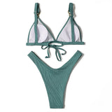 ZTVitality Sexy Solid Push Up Bikini 2025 New Arrival Padded Bra High Leg Swimsuit Ring Bandage Swimwear Women Brazilian Biquini
