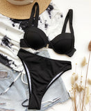 Sexy Ribbed Bra Cup High Waist Bikini Women Swimsuit Female Swimwear Two Pieces Bikini set Push Up Bather Bathing Suit Swim Lady