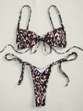 Sexy Printed Ruffled Frilled Thong Bikini Women Swimwear Female Swimsuit Two Pieces Bikini set Micro String Bathing Suit Swim