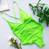 2026 V Neck Scrunch Butt Female Swimwear One Piece Swimsuit Women Backless Monokini Sexy High cut Bathing Suit Swim Bodysuit