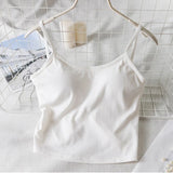 Women Crop Tops U-Back Tanks Top Female Cotton Underwear Summer Twist Back Cami Padded Top Beauty Back Removable Pads Camisoles
