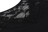Bodysuits Women Top Fashion V Neck Lace Skinny Lingerie Leotard Black Mesh Salopette Teddy Femme Horn Sleeves Rompers Jumpsuits
