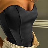 Women’s Sexy Exposed Navel Tube Tops Fashion Solid Color Off-the-shoulder Pullover Strapless Tops Wrap Tops