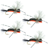 Hippie Stomper Black Orange Foam Body Grasshopper Dry Fly - 4 Flies Size 14