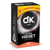 Okey Ultra Hisset Thin Condoms for Extra Sensitivity 20-Pack