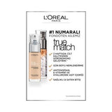 Loreal Paris True Match Foundation: 1N Ivory - Hyaluronic Acid & Vitamin E, Lightweight, Natural Look, SPF 17, Skin Tone Evener