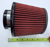 SPDZ1 High-Flow Performance Intake Filter – 3" Inlet, Pre-Oiled, Black Wrinkle w/ Red Media (Universal)