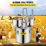 VEVOR Alcohol Still, 5 Gallon, Stainless Steel Alcohol Distiller with Copper Tube & Build-in Thermometer & Water Pump, Double Thumper Keg Home Brewing Kit, for DIY Whiskey Wine Brandy