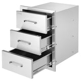 VEVOR Outdoor Kitchen Drawers 16" W x 21.5" H x 18" D, Flush Mount Triple Access BBQ Drawers with Stainless Steel Handle, BBQ Island Drawers for Outdoor Kitchens or BBQ Island Patio Grill Station