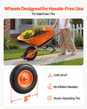 VEVOR Wheelbarrow Cart, 6 Cu. Ft. Load & 330 lbs Capacity, One Wheel Garden Dump Cart Wheel Barrow with Metal Handle &  16"  Wide Track Wheels, Easy Loading Utility Yard Cart & Wagons for Lawn Farm