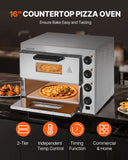VEVOR Commercial Pizza Oven Countertop, 16-Inch Double Deck Layers, Stainless Steel Electric Pizza Oven with Stone and Handle, Multipurpose Indoor Pizza Maker for Restaurant Home Pretzels Baked