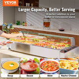 VEVOR 8-Pan Commercial Food Warmer, 8 x 8QT Electric Steam Table with Glass Cover, 1700W Countertop Stainless Steel Buffet Bain Marie 86-185°F Temp Control for Catering, Restaurants, Silver