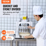 VEVOR Dough Divider Rounder, 18PCS Manual Dough Equal Divider Machine, 2.11oz - 9.88oz Hand Press Dough Cutter with 304 Stainless Steel Tray and Blade, Bread Maker for Bakery, Restaurant, Commercial