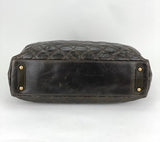 CHANEL Glazed Calfskin Shagreen Large Bindi CC Grey Tote Hand Bag