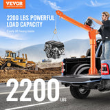 VEVOR Electric Pickup Truck Crane, 2200 lbs, Folding Truck-Mounted Bed Crane with Electric Winch 6000 lbs, Steel Pickup Truck Jib Crane Hoist 360° Swivel for Lifting Goods in Construction, Factory