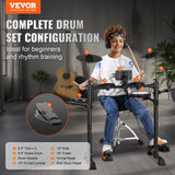 VEVOR Electric Drum Set, 15 Drum Kits & 150 Sounds Electronic Drum Kit, USB MIDI Supported 6.5 in Quiet Mesh Snare Electric Drum Set with 10 in Cymbals Drum Sticks & Headphone, for Beginners & Adults