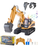 8 VEVOR Remote Control Excavator Toy, 15 Channel, 3 in 1 Remote Control Digger with Metal Shovel, 1:14 Scale RC Excavator with Light & Sound, Full Functional Construction Vehicles for Kids, 2 Batteries