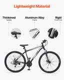 VEVOR Mountain Bike, 29 inch MTB Bicycle with Front Suspension, 21 Speeds SHIMANO Twist Shifting, Comfort Saddle, Dual Disc Brakes, Aluminum Alloy Frame, Adult Sport Cycling Bicycle for Men Women Trail Snow