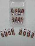 Love Savage Press-On Nails – Pink Heart Cheetah Print