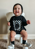 Checkered Ghost Bamboo Sweatshirt Romper