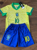 Neymar Jr Brazil Kids Soccer Jersey Set Football Youth Toddler Sizes