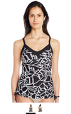 Ocean Avenue Women's Palm Beach Shirred-Side Tankini, Black, Size Small