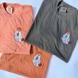 Adult Embroidered Iced Coffee Ghost Comfort Colors Tee - more colors