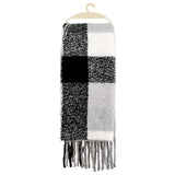 Eklips Black Grey Cream Plaid Scarf Cozy Winter Wrap
