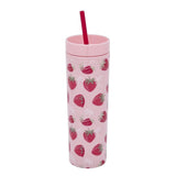 Ideenwelt Strawberry Straw Water Bottle for Easy Sipping 450 ml