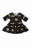 Iowa Black Tigerhawk 3/4 Sleeve Twirl Bodysuit