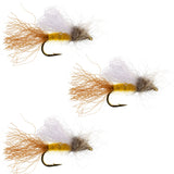 3 Pack Amber Iris Caddis Emerger Caddis  Trout Dry Fly - Hook Size 16