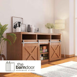J-Strap Cabinet Barn Door Hardware Kit | Brushed Nickel