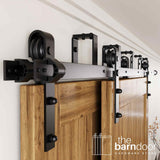 J-Strap Black Double Bypass Barn Door Hardware Kit