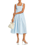 Aqua Printed Cotton Smocked MIDI Dress, Size Medium