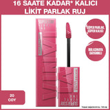 Maybelline New York Super Stay Vinyl Ink Long-Lasting Liquid Lipstick, High Shine Finish, Smudge-Resistant - 20 Coy