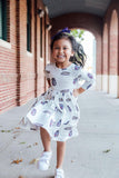 JMU White Duke Dog 3/4 Sleeve Pocket Twirl Dress