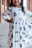JMU White Duke Dog 3/4 Sleeve Pocket Twirl Dress